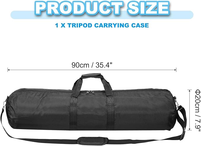PATIKIL Tripod Carrying Case, 35.4" x 7.9" Heavy Duty Nylon Padded Tripod Bag with Adjustable Shoulder Straps and Handles for Light Stands Umbrellas Tripods Mic Speaker Stand, Black