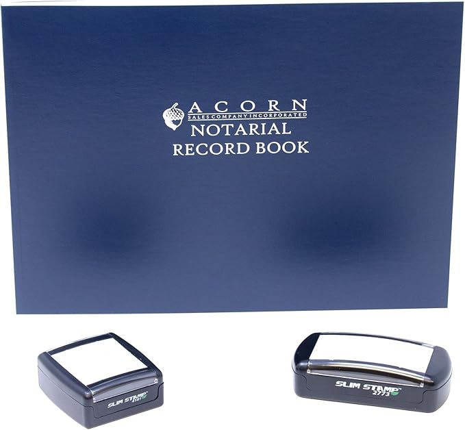 Texas Notary Public Supplies Package Kit Includes: Notary Acknowledgement Stamp, Notary Journal and a Round Notary Stamp - Compact and Portable Stamps, 5 Ink Colors