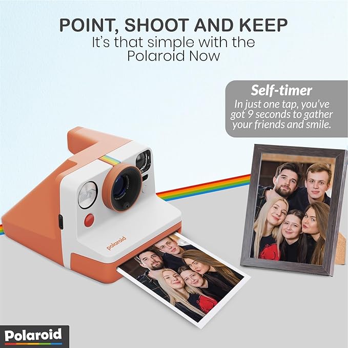 Polaroid Now Generation 3 I-Type Instant Camera (Coral) Bundle with Color I-Type Film (8 Exposures), Hard Protective Case and Wrist Strap