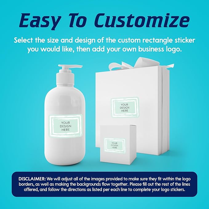 100 Custom Vinyl Stickers - Upload Your own Image, Text, Design, Logo - Personalized Logo Labels for Handmade, Packaging, Bottle, Jars, Candle, Brand Stickers (Mint, 6x4)
