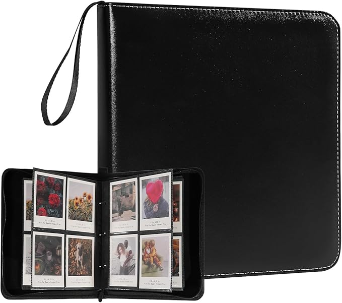 240 Pockets Portable Binder Large Photo Album Book For i-Type Square Polaroid Photos and Instax Wide Film Pictures (Black)