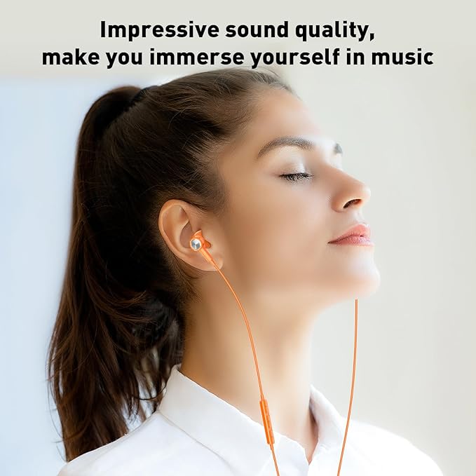 USB C Headphones Wired Type C Earphones for Samsung/Galaxy S26 S25 S24 Plus S23 S22 S21 S20 Note 20 Ultra DAC Magnetic Corded Earbuds for iPhone 15 16 16e 17 Air for Apple/Android Ear Buds Orange
