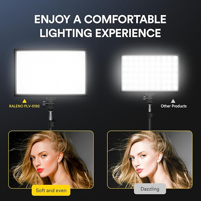 RALENO 19.5W LED Video Soft Light Panel, 650Lux/m 13" Camera Panel Light Built-in 8000mAh Battery, CRI>95 2500-6500K Photography Studio Lights for TikTok YouTube Video Recording Photography Streaming