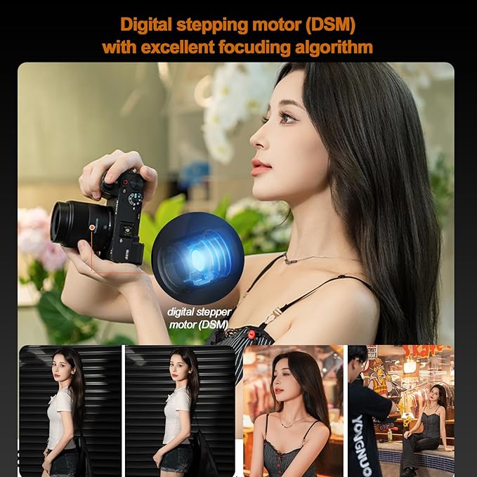 YONGNUO E Mount Lens, APS-C Frame Lenses for Sony E Mount, STM Auto Focus Prime Lens,35mm-50mm f/1.8 Lens for Sony ZV-E1, A1, A7RV, A7RIV, A7RIII, A7RII, A7R, A7IV, A7III, A7SIII, A7II (35mm F1.8)