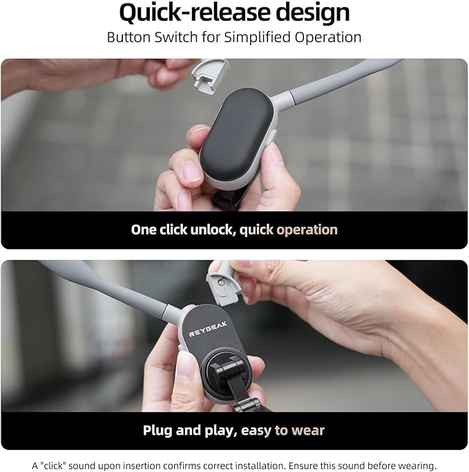 REYGEAK Magnetic Neck Phone Mount,2024 New POV/Vlog Phone Holder for Magsafe iPhone 16/15/14/13/12 Pro Mini/Plus/Pro/Pro Max,Hand Free Chest Stand Video Recording for Android Phone Accessory(Grey)