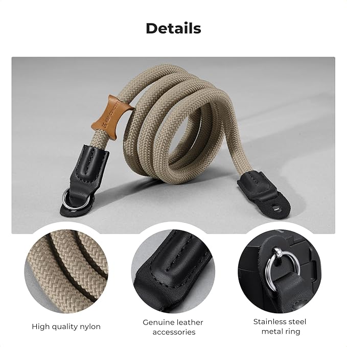 K&F CONCEPT Camera Neck Strap,100cm Nylon Rope Camera Shoulder Strap with O-ring for DSLR Camera