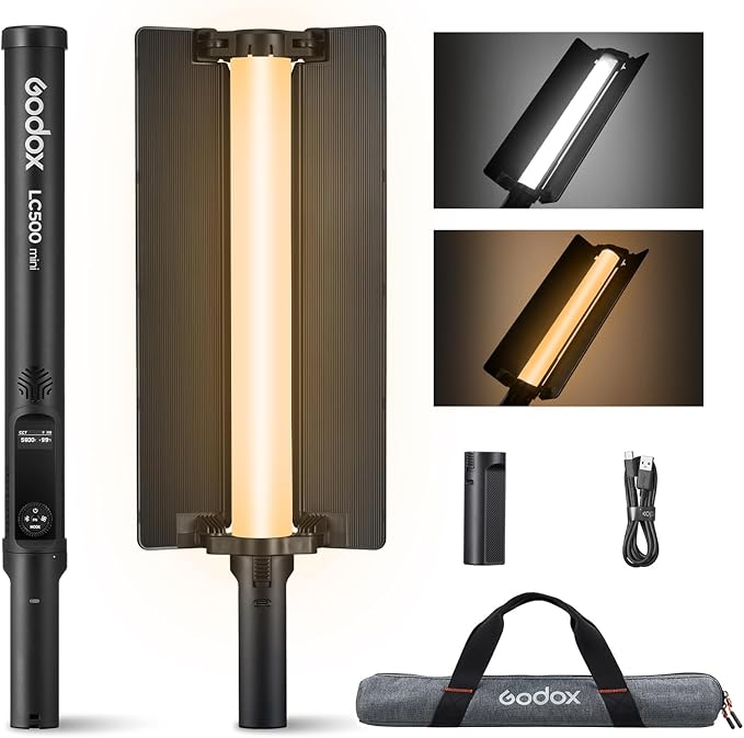 Godox LC500 LC500R Mini Bi-Color LED Light Stick – Compact, Portable, and Creative Lighting for Photo & Video Enthusiasts (LC500 Mini Bi-Color (Black, 18''))