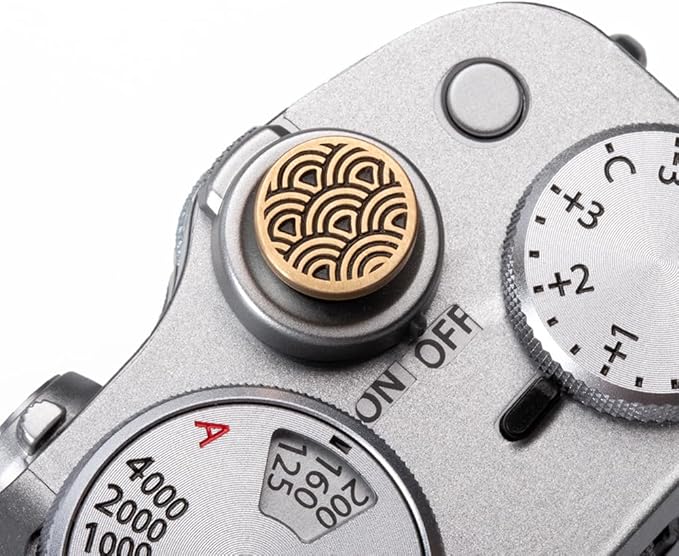 DBZZ Wave Pattern Camera hot Shoe Cover Camera Shutter Button for Fujifilm X-T50 X-S20 X-S10 X-T4 XT30 for Nikon Z6iii Z7 Z30 Z50 ZF (Brass YH Button)