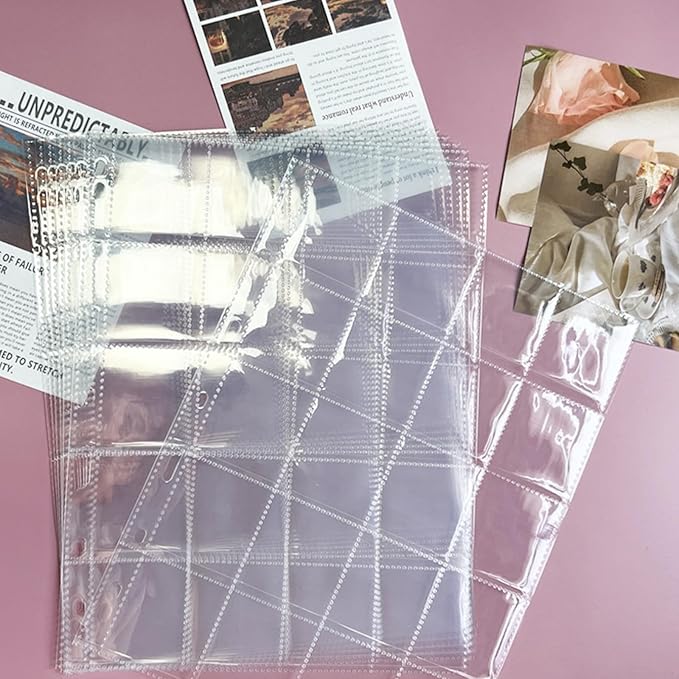 STARVAST 100PCS Protective Photo Slide Pages Holds 20 55mm Slides Top Loading Photo Page Sleeves for 3 Ring Binder Holds 2000 2.2 Inch Photos Clear Archival Slide Storage Album Refill Preservers