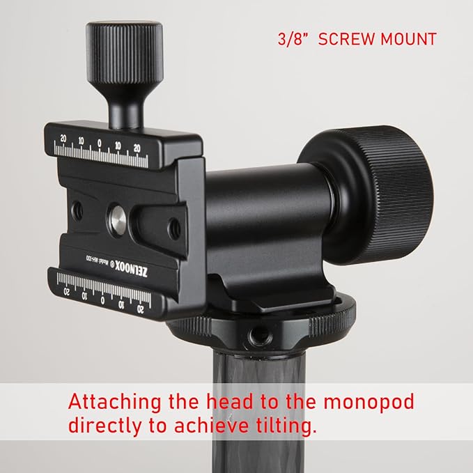 Monopod Gimbal Head – Side Saddle Speed Tilt with Arca-Swiss Dovetail Quick Release Plate | Supports Medium & Telephoto Lenses | Max Load 100lbs