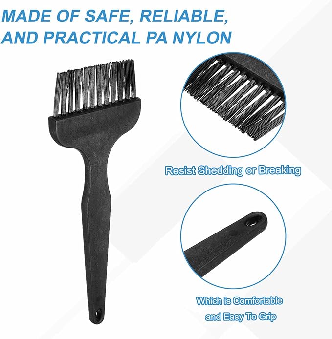 HARFINGTON 6pcs Antistatic Brush 25x57mm Portable PP Handle Nylon Anti Static Cleaning ESD Brushes for Electronics Computer Keyboard, Black