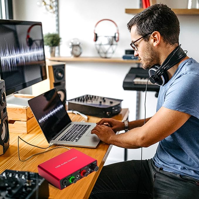 24Bit/192kHz USB Audio Interface with 48V Phantom Power - Studio Quality Recording for Musicians, Vocalists & Podcasters | Plug & Play | Works with Mac/PC & DAWs | Perfect for Home Studio & Streaming