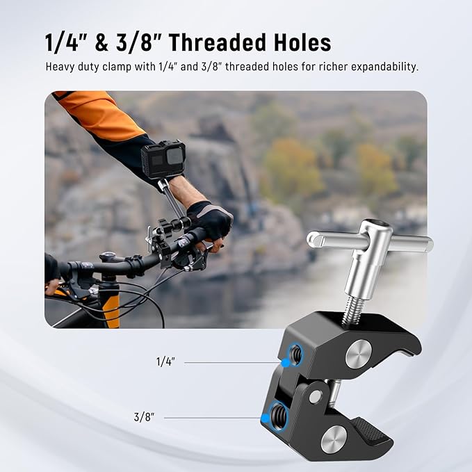 NEEWER 9.8"/25cm Adjustable Magic Arm with Basic Mini Ball Head, Super Clamp, 1/4" & 3/8" Threads, 1/4" Screws for Flash/LED Light/Microphone/Monitor, Compatible with SmallRig Camera Cage, ST25C