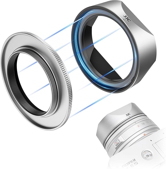 Magnetic Square LH-XF27 Lens Hood Shade with 39mm Filter Adapter Ring for Fuji Fujifilm XF 23mm F2.8 R WR On X-E5 XE5, Lens Protector for XF 27mm F2.8 R WR Replaces Fujifilm LH-XF27(No Filter)- Silver
