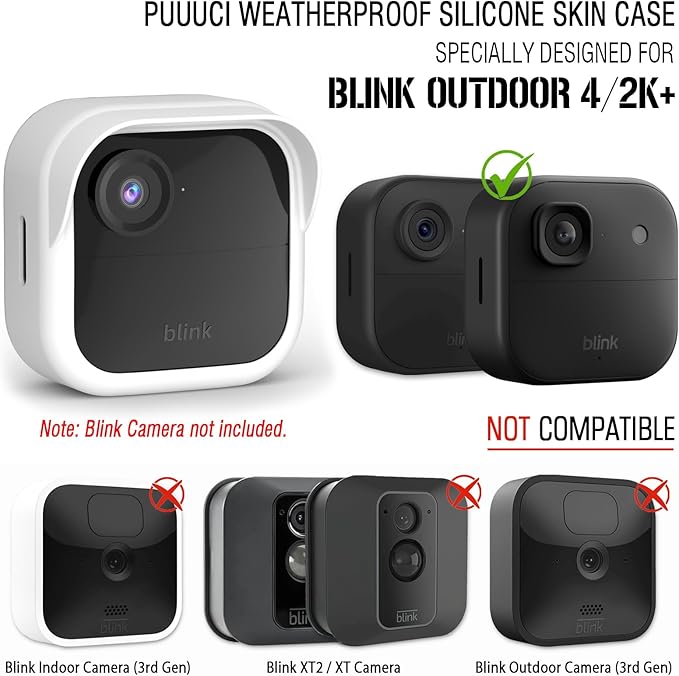 Silicone Skin Case/Cover for Blink Outdoor 4 (4th Gen) - Weatherproof Silicone Case with Brim for Full Camera Protection, Blink Outdoor 4 Smart Security Camera Accessories (White, 3 Pack)