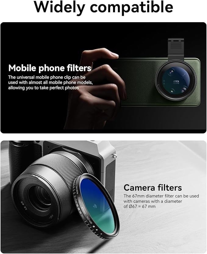 MIAO LAB 67mm CPL Filter for Phone, HD Polarizing Filter & Universal Cell Phone Clip, with Carrying Pouch & Cleaning Cloth, for iPhone 16/15/14, Samsung Galaxy & All Smartphones