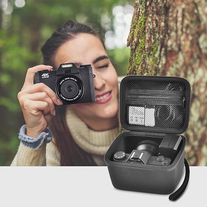 Vlogging Camera Case Compatible with for Duluvulu/for VJIANGER/for JGIPL/for TEBNGIHNM 4K Digital Cameras for Youtube. Vlog Camera Carrying Storage for Lens, Cable and Other Accessories (Box Only)