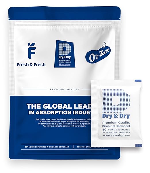 Dry & Dry 10 Gram [60 Packets] Food Grade Silica Gel Packs Desiccant Packs, Silica Packets - Rechargeable Silica Gel Packets, Desiccants, Silica Gel