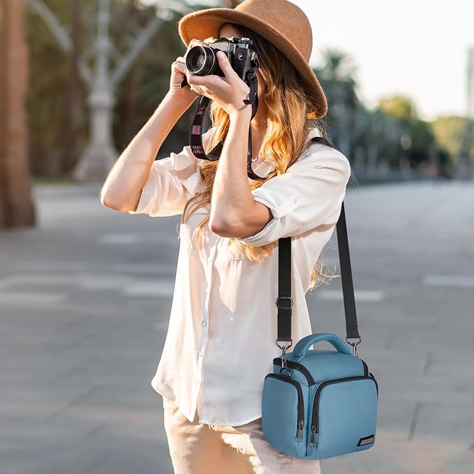 G-raphy Camera Bag Case Compact Lightweight Shoulder Crossbody Sling Photography Bags for Nikon Canon Sony DSLR SLR Mirrorless with Removal Straps(Teal)