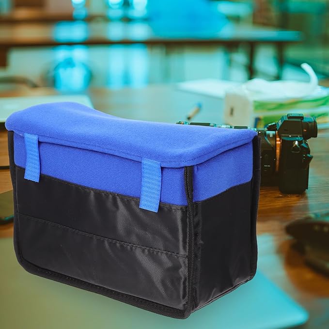 OKUMEYR Portable Shockproof Camera Bag Insert for DSLR Photography Outdoor Use Blue Padded Storage Pouch