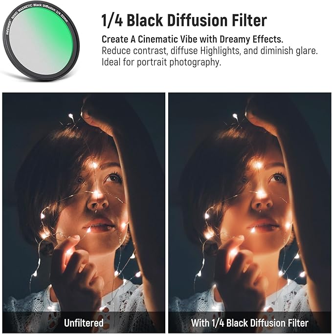 NEEWER 52mm Magnetic Filter for Phone with Adapter Ring/4 Points Star/True Color CPL/1/4 Black Diffusion Filter Compatible with SmallRig NEEWER Phone Cage with M Lens Mount for iPhone 14 13 12 Series