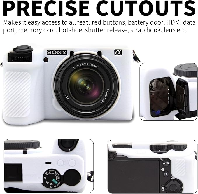 Easy Hood Camera Case for Sony Alpha 6700, Soft Silicone Protective Cover a6700 DSLR Camera Anti-Scratch Slim Fit Body Skin Protector Housing Sleeve for Sony A6700 Mirrorless Camera White
