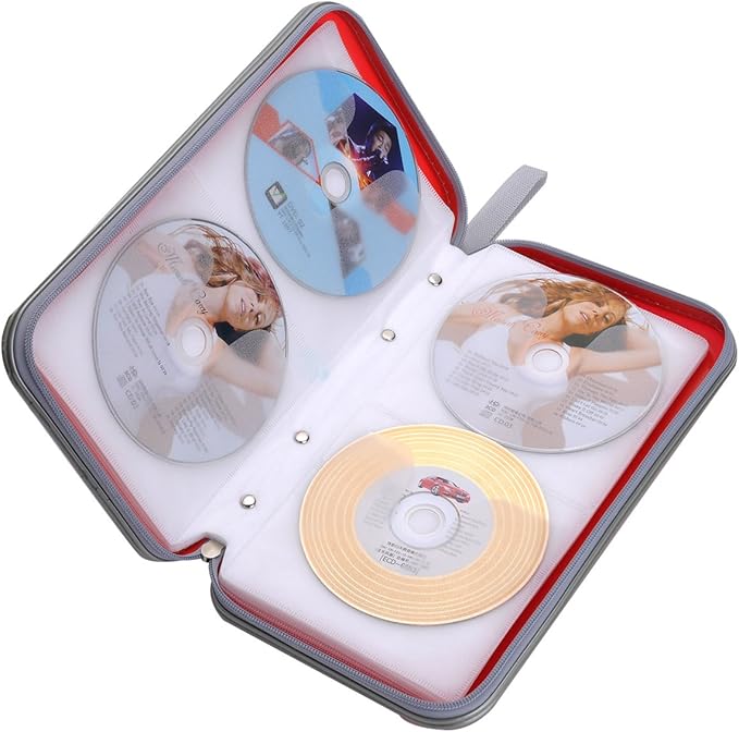 72 Capacity Heavy Duty CD DVD Blu-ray Media Case Storage Holder Organizer Wallet (Red)