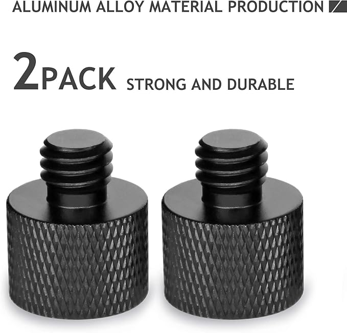 Mic Stand Adapter 5/8 Female to 3/8 Male Screw Adapter Thread for Microphone Stand Mount to Camera Tripod Adapter 2 Pack