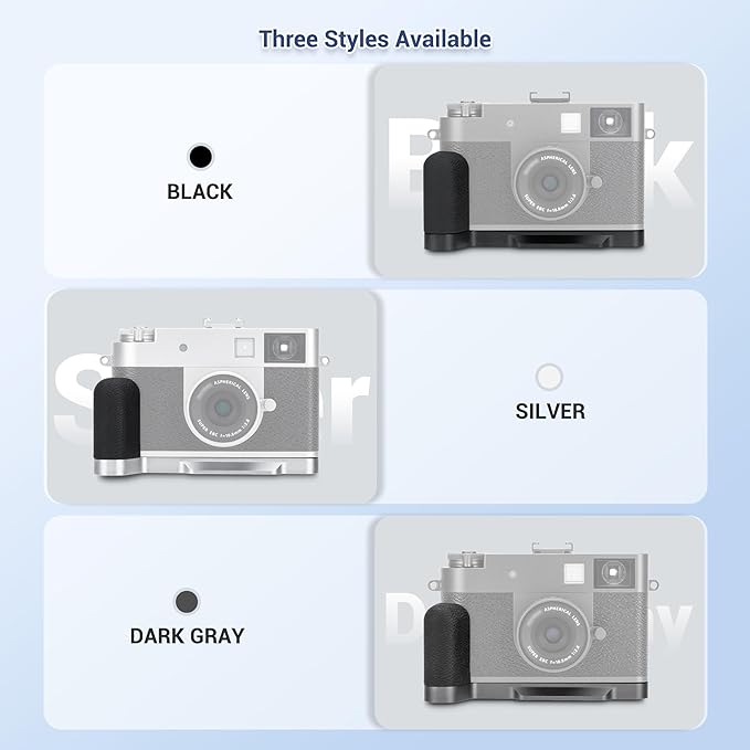 X Half Handgrip Hand Grip,Metal L-Shape Bracket Handle Holder for Fujifilm Fuji X Half Xhalf Camera,with Built-in Arca Quick Release Plate & Battery Compartment Opening Anti-Slip Microfiber Pad- Black