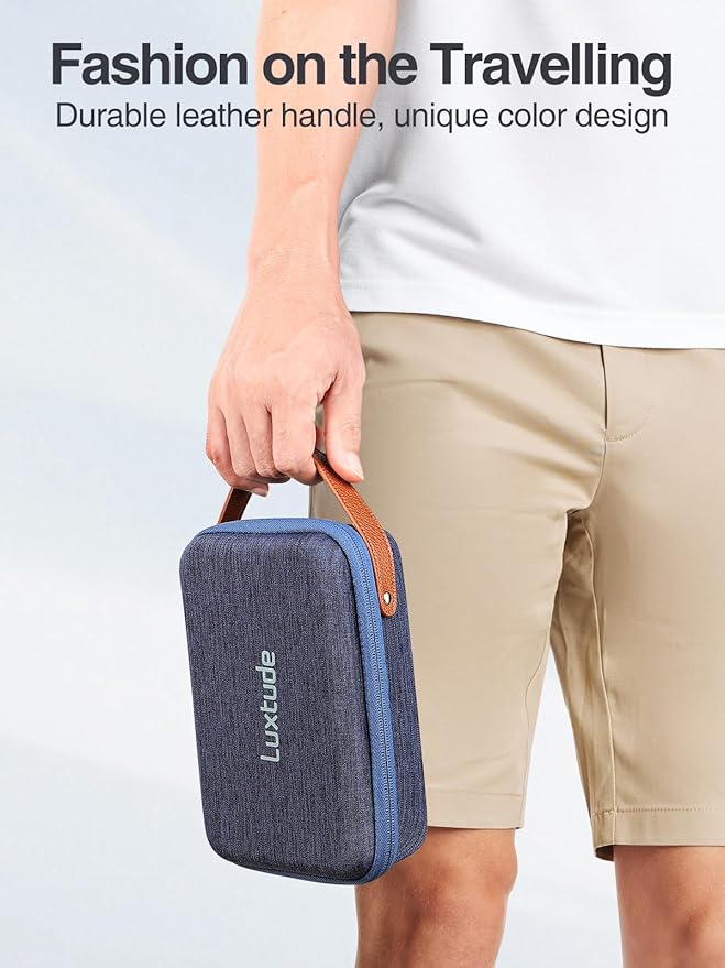 Luxtude Electronic Organizer Travel Case, Portable Tech Organizers, Hard Charger Organizer, Travel Cable Organizers, Tech Bag (Single-Layer, Blue, Small)