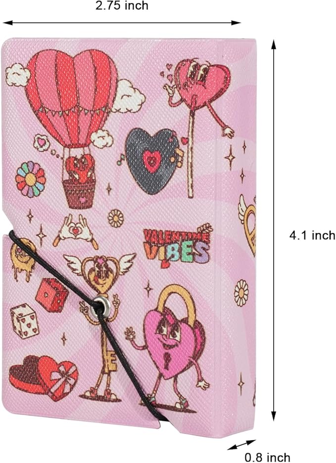 Mini 2x3 Small Polaroid Photo Album Book For 3 Inch Fujifilm Instax Mini 12 11 9 99 8 7+ 40 EVO Camera Film, HP Sprocket, K-pop Photocards. (Cartoon Valentine, 1 Pack)