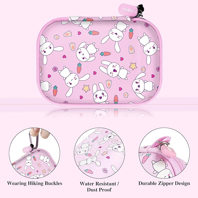 Leayjeen Kids Camera Case Compatible with Goopow/Mgaolo/CIMELR/Seckton/OZMI/Dylanto Kids Camera Toys, Christmas Birthday Gifts for Girls for Girls Boys. (Case Only) Pink Rabbit
