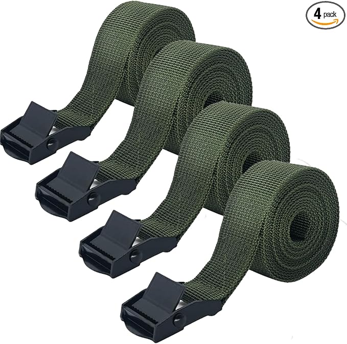 Heavy Duty Trail Camera Strap 4-Pack – 400lbs Adjustable Nylon Straps with Rust-Proof Safety Buckle, Year-Round Outdoor Strap for Game Cameras, Motorcycle, Truck, Trailer, Luggage, 39 inch Green