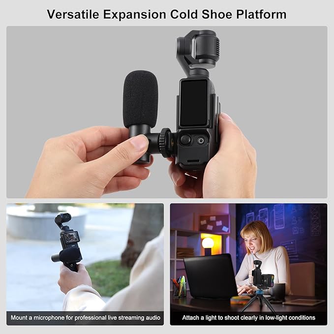 Folding Magnetic Mount Base Bracket for DJI Osmo Pocket 3 Accessories- Adjustable Magnetic Phone Mount, Portable Desktop Tripod Stand, Handheld Grip Handle, Vlogging Accessories (Black)
