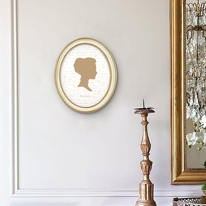 AELS 8x10 Inch Vintage Picture Frame, Elegant Antique Photo Frames with Glass Front, Photo Display, Tabletop Wall Hanging, Gift Ideas, Off-white Oval with Gold Trim
