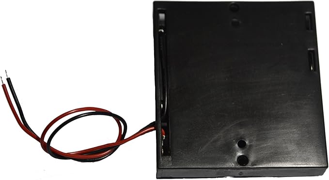 6 Pcs 4 x 1.5V (6V) AA Battery Spring Clip Black Plastic 4 x 1.5V (6V) Battery Case Holder Box Black Red Wire Leads