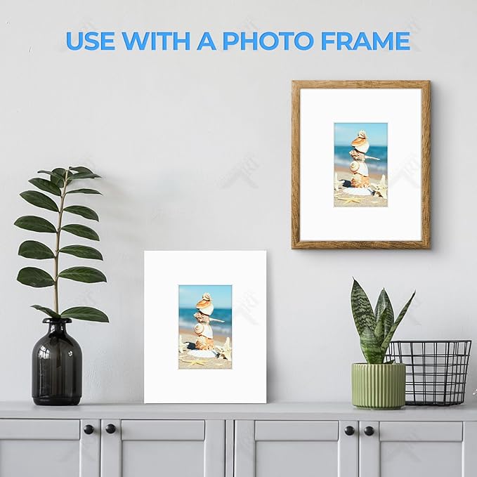Golden State Art, Acid Free, Pack of 5, 8x10 White Picture Mats Mattes with White Core Bevel Cut for 4x6 Photo + Backing + Bags
