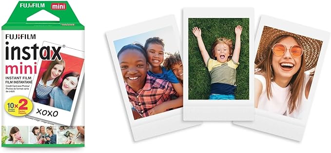 Fujifilm Mini Instant Film (White) for Fujifilm Mini 8,9,11,12,50s, 25, 7s, 90, 300 Cameras, Instax Mini Link's W/Microfiber Cloth by Megen (40 Prints)