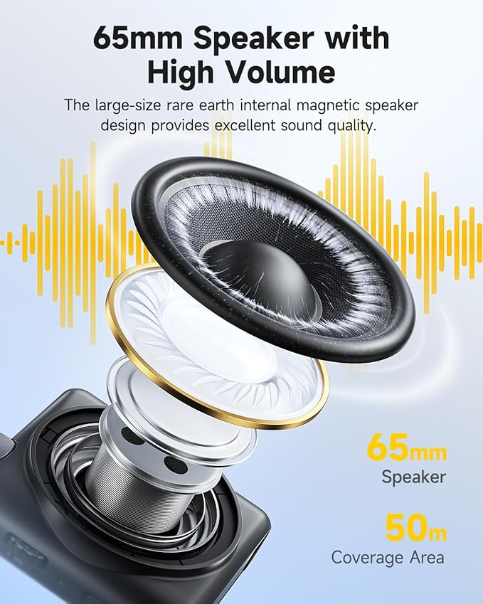 7RYMS WA2 Wireless Voice Amplifier for Teacher, Elderly with Magnetic Lavalier Mic, Personal Classroom Amplifier-Noise Canceling, 23H Working, 164ft Range, Mini Pa System for Teaching Tour Guide Yoga