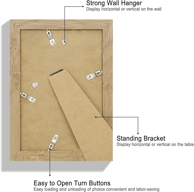 6x9 Picture Frame Set of 4, Made of Real Glass and Natural Oak Wooden Frame - 6 by 9 Photo for Wall or Tabletop Display