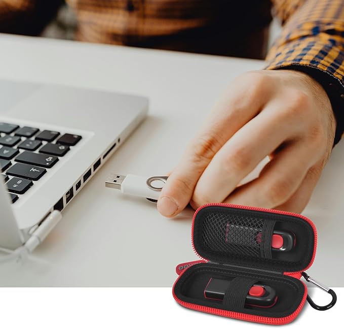 USB Flash Drive Case, SD Card Holder Compatible with Thumb Drive, Memory Cards, SDXC SDHC Storage Bag, Electronic Accessories Organizer for SanDisk for Samsung for Inland (Red)