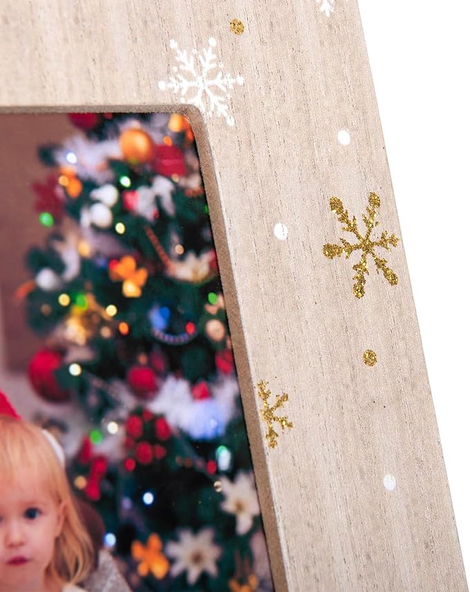 kennethan Christmas White Frame 4x6 Picture Frame with Christmas Santa Decoration 2 Pack Wooden Frame with Glass can Display 4x6 Picture on the Table