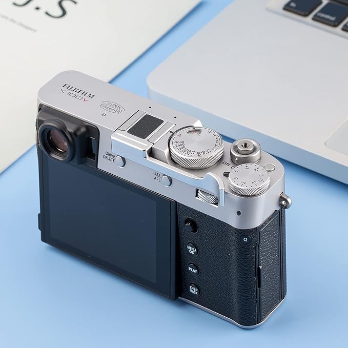 JJC Deluxe Metal Thumb Up Grip for Fujifilm X100VI Fuji X-E4 XE4 X-E3 XE3 X100V X100F X100T Thumb Rest Support Silver, Not Affected The Use of Thumb Wheel