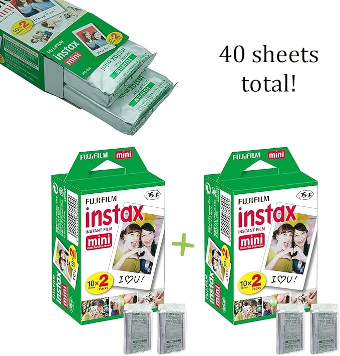 Fujifilm Instax Mini 11 Instant Camera Charcoal Gray + Fuji Film Value Pack (40 Sheets) + Shutter Accessories Bundle, Incl. Compatible Carrying Case, Quicksand Beads Photo Album 64 Pockets