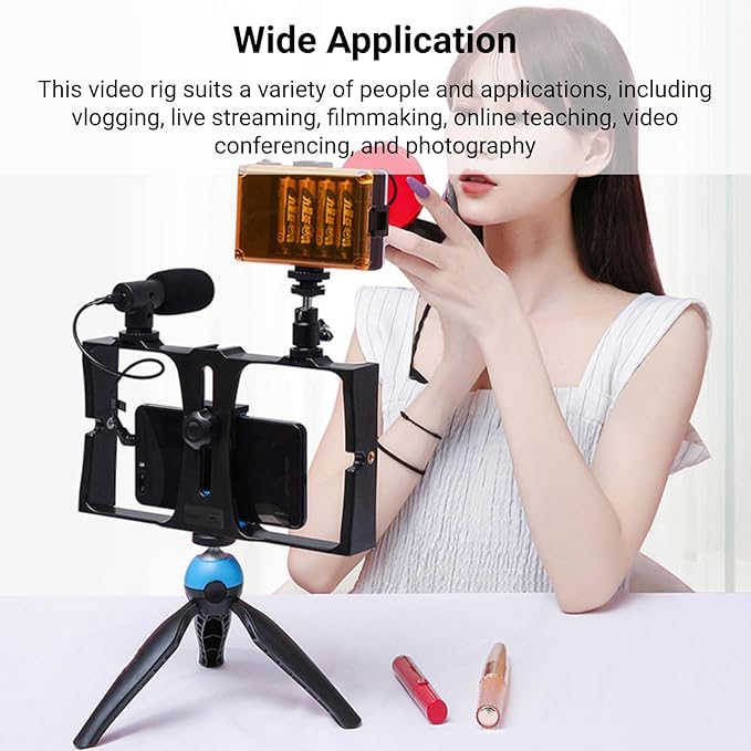 Smartphone Video Cage Rig, Phone Video Stabilizer Grip Vlogging Cage, with Cold Shoe and 1/4 Screw Hole, Fits for 14 13 12 11 for Galaxy S23 S22 Ultra