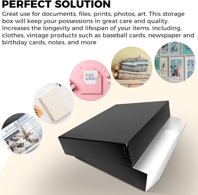 Golden State Art, Acid Free Archival 11x14 Museum Photo Storage Box, Acid-Free Drop Front Box with Metal Edge, Preserve Documents, Prints, Poster, Photographs, Arts And Crafts, Black