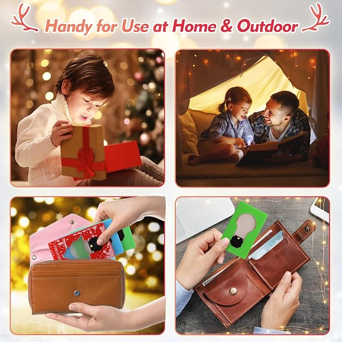 Credit Card Lights, Mini Portable Led Pocket Lamps Light Foldable Wallet Purse Lamps for Christmas Gift Party Favors, 10 pcs Green Card White Color Light
