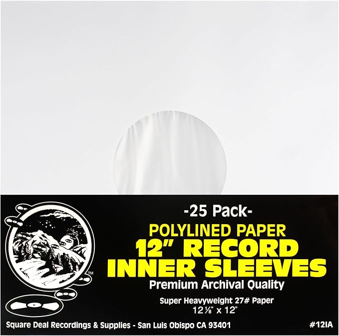 12" Premium Polylined Heavyweight Record Inner Sleeves - Archival Quality, Heavyweight Paper & Plastic #12IA (25)