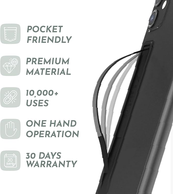 SleekStrip SleekGrip-Essential Ultra Thin Phone Grip Stand,Slim Metal Finger Loop Ring Hand Holder Strap Cell Phone Grips for iPhone 16 Pro Max,17 Air,Android,Case Back - Iridescence 2PK