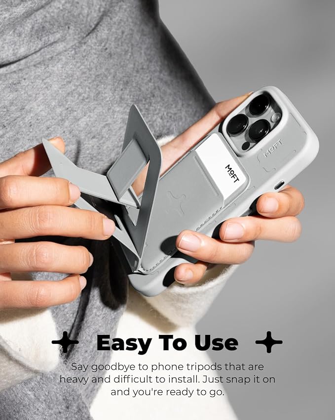 MOFT Phone Tripod Wallet x Tombogo for iPhone, Mulit-Angles, Lightweight & Portable Phone Stand, MOVAS Vegan Leather Phone Wallet, Strong Magnets, NFC Card Holder, Jet Black (with Card Slot)
